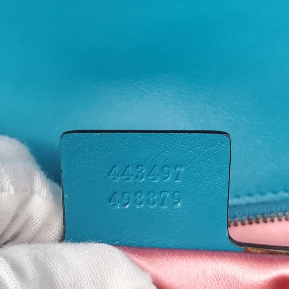 Gucci Small Marmont Velvet Chevron Teal Crossbody - Picture 11 of 12